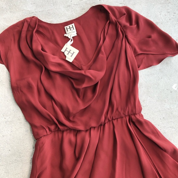 NWT Haute Hippie Silk Asymmetrical Rust Cowl Dress - Picture 6 of 7